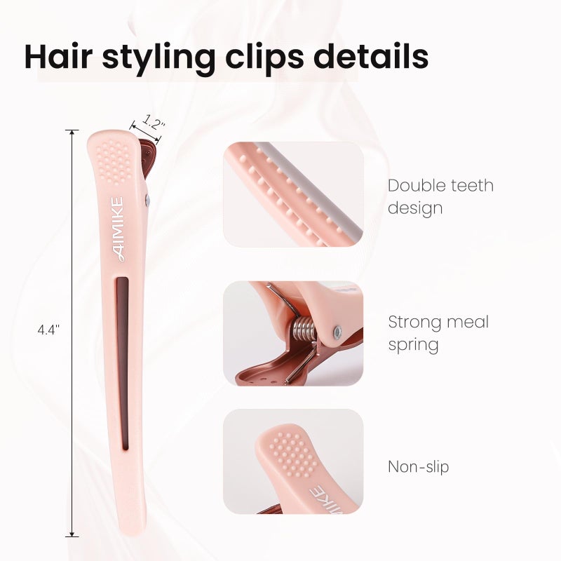 AIMIKE 4pcs Hair Clips for Styling Sectioning, No Crease Duck Billed Hair Clips with Silicone Band, Hair Styling Clips, Salon and Home Hair Cutting Clips for Hairdresser - Image 4