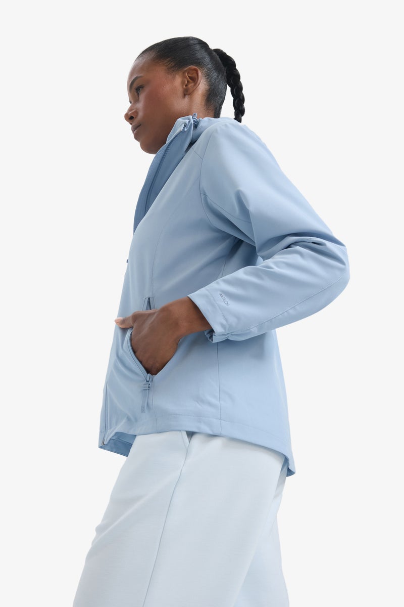 DeFacto Blue Woman DeFactoFit Regular Fit Silk Fabric Waterproof Rain Jacket Casual - Image 5