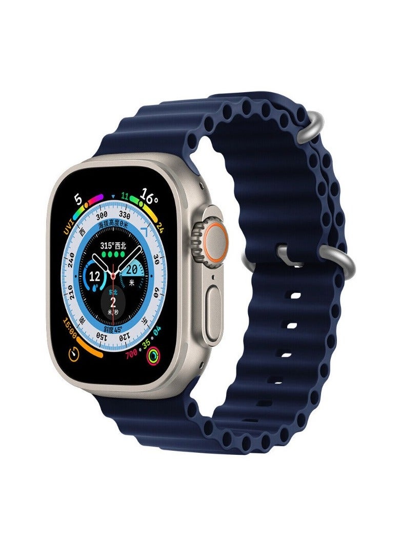 سوار ساعة أبل أوشن باند 49 ملم، 45 ملم، 44 ملم، 42 ملم من السيليكون الناعم باللون الأزرق - Image 1