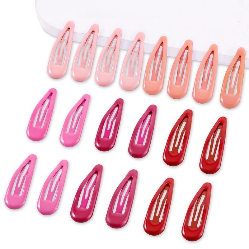 Cptots 20 PCS Metal Snap Hair Clips Water Drop No Slip Barrettes for Women Bright Small Hair Clips For Thick And Thin Fine Hair,Red Pink Rose Red,1.97 x 0.5 In. - Image 1