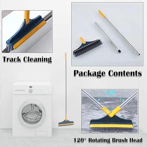 BELOXY 2-in-1 Bathroom Cleaning Brush with Wiper - Long Handle 180° Rotate Toilet Brush, Tiles Cleaning, Floor Scrub for Kitchen and Bathroom Accessories (2 in 1 Tiles Brush) - Image 4