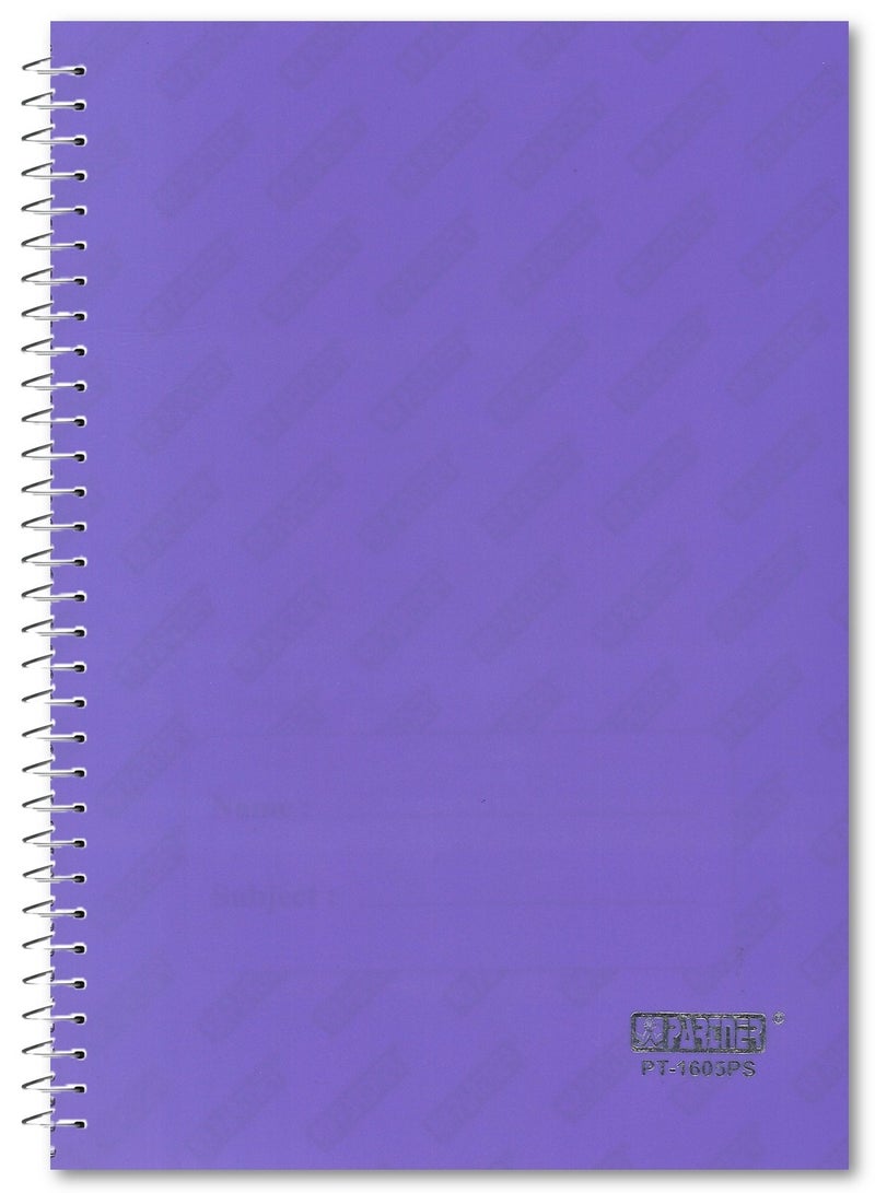 PARTNER 1-Piece A4 Size Spiral Binded Single Line Notebook With Plastic Cover Violet - Image 1