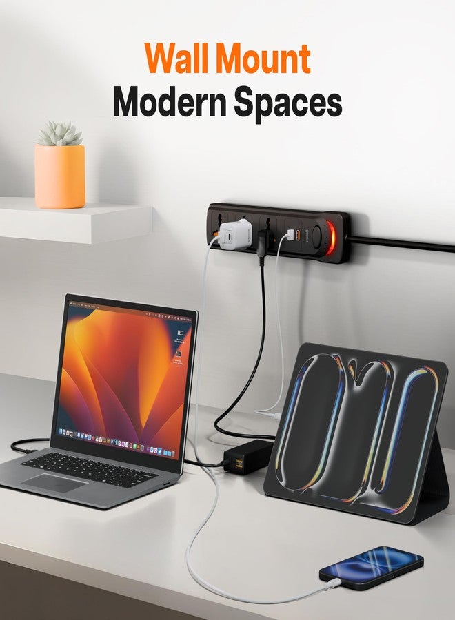 Geonix PowerSpan U3 | Extension Board/Strip, 1500 Watts, 6 Amps, 1x Type C Port, 3X Universal Socket, 2X USB Port, LED Indicator, On/Off Switch, Wall Mountable, 3mtr Long Pure Copper Cable (Black) - Image 3