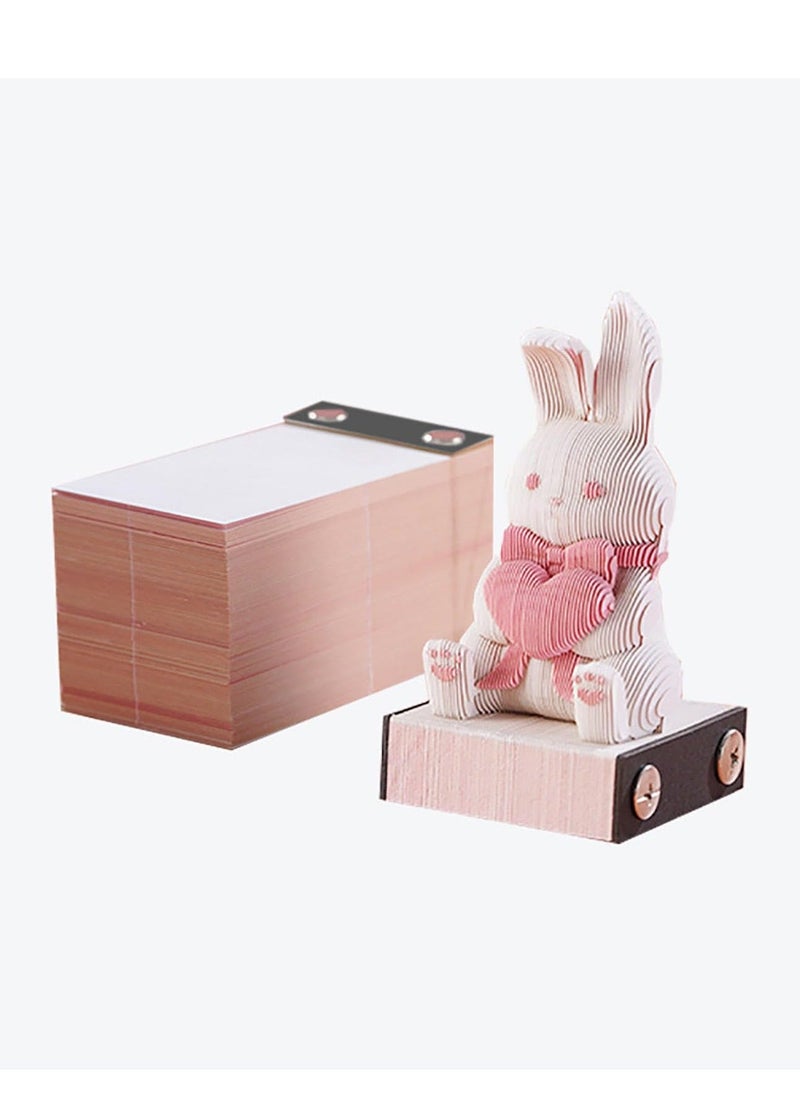 SYOSI - 3D Rabbit Memo Pad, 3D Sticky Notes, 160 Page Engraving 3D Notepad, DIY Notepad, Pink Bunny 3D Notepad, Paper Carving Technology, for Offices, Study Rooms, Desktop Decorations, Valentine's Day - Image 1