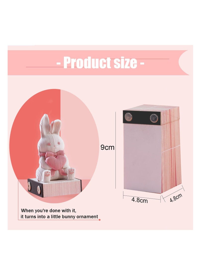 SYOSI - 3D Rabbit Memo Pad, 3D Sticky Notes, 160 Page Engraving 3D Notepad, DIY Notepad, Pink Bunny 3D Notepad, Paper Carving Technology, for Offices, Study Rooms, Desktop Decorations, Valentine's Day - Image 1