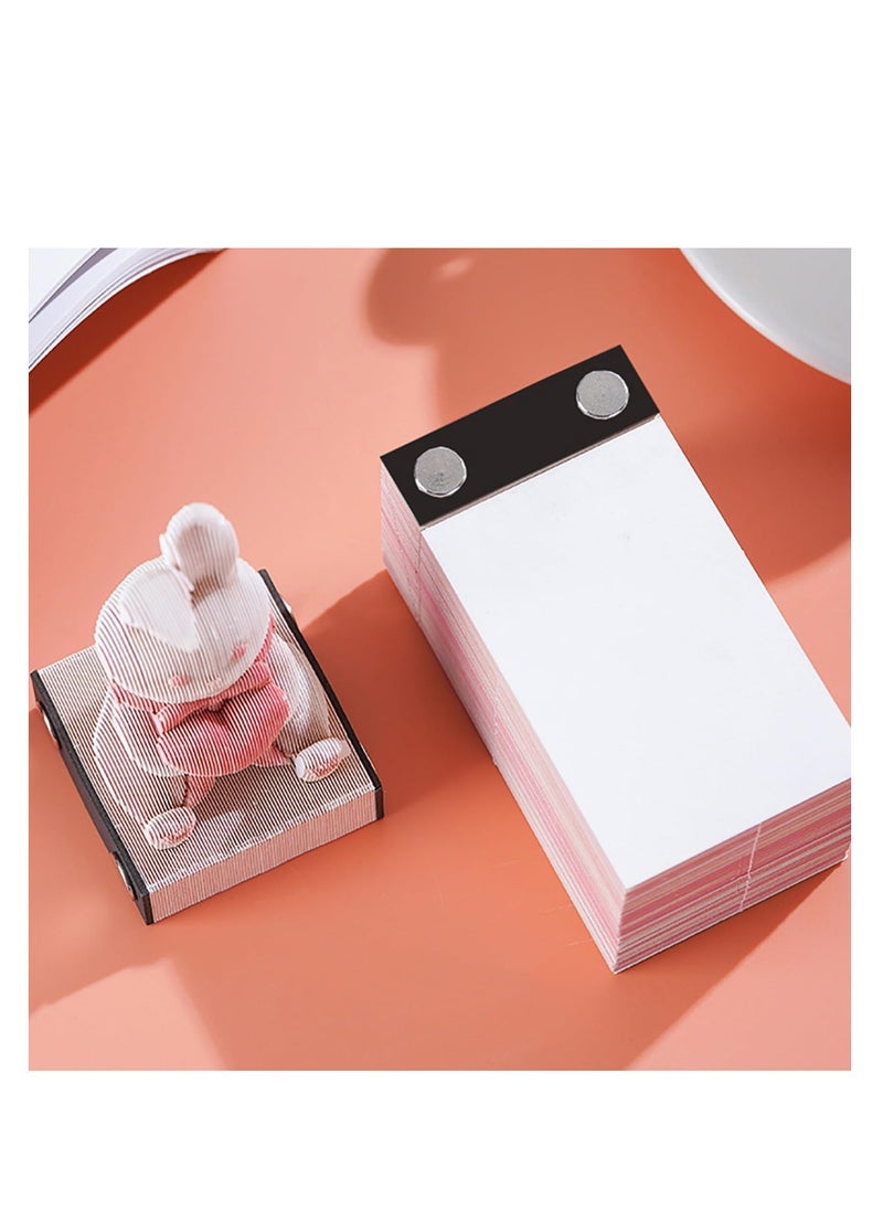 SYOSI - 3D Rabbit Memo Pad, 3D Sticky Notes, 160 Page Engraving 3D Notepad, DIY Notepad, Pink Bunny 3D Notepad, Paper Carving Technology, for Offices, Study Rooms, Desktop Decorations, Valentine's Day - Image 1