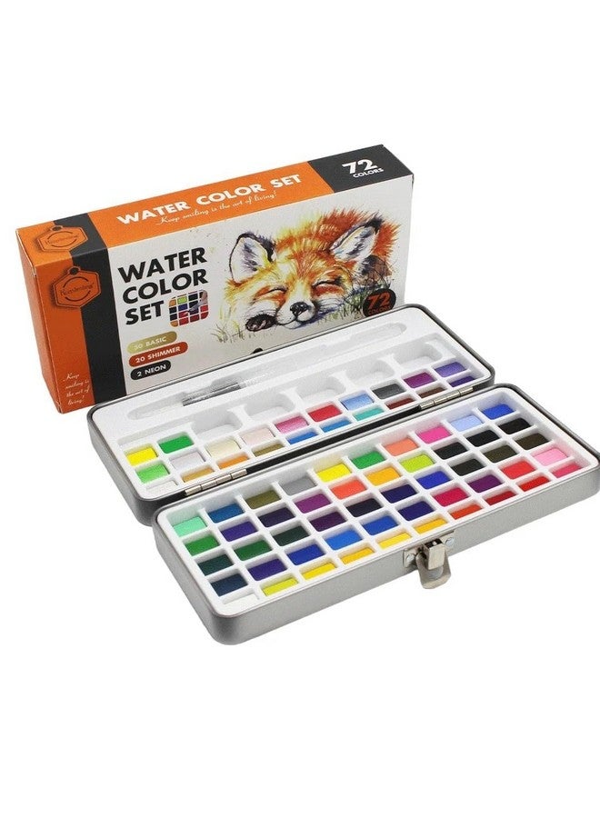 Like-It like it 72 Colors Solid Pigment Watercolor Paints Set | Professional Art Supplies with Portable Brush Pen | Metal Box for Easy Storage - Multicolor - Image 1