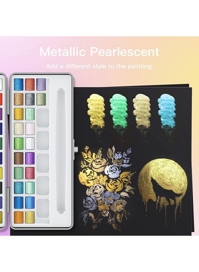 Like-It like it 72 Colors Solid Pigment Watercolor Paints Set | Professional Art Supplies with Portable Brush Pen | Metal Box for Easy Storage - Multicolor - Image 2