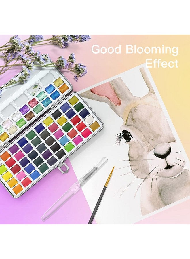 Like-It like it 72 Colors Solid Pigment Watercolor Paints Set | Professional Art Supplies with Portable Brush Pen | Metal Box for Easy Storage - Multicolor - Image 4