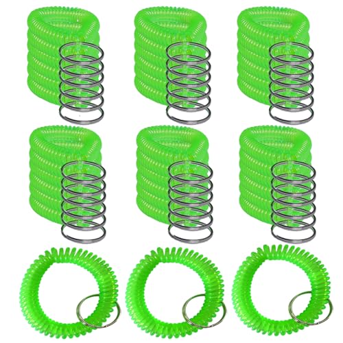 HAMIYELL Pack of 36 Colorful Spring Spiral Wrist Coil Key Chain, Wristband Key Ring (Green) - Image 1