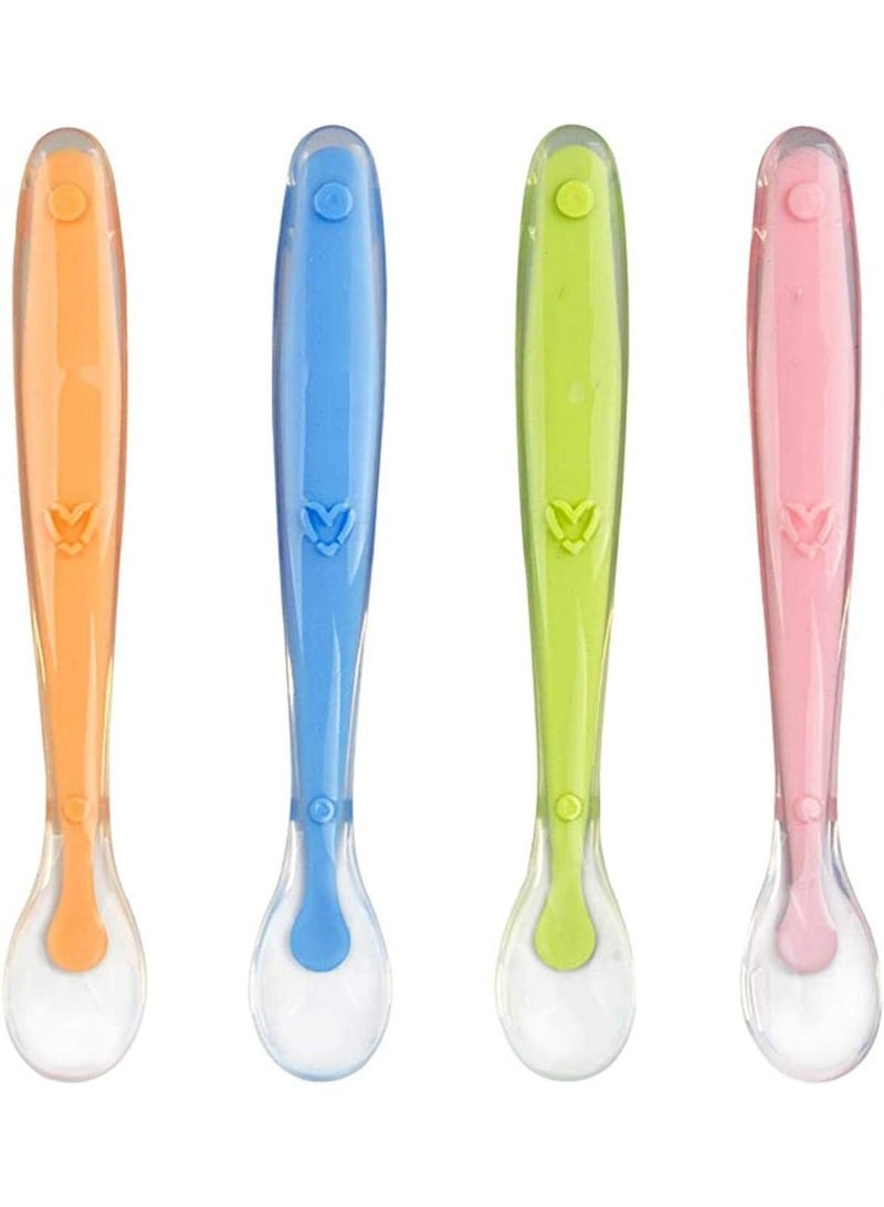 Baby Spoons, Stage 1 Baby Spoons, Soft Tip Silicone Baby Spoons, Infant Feeding and Weaning Spoons for Infants, Toddlers and Children (Pack of 4) - Image 1