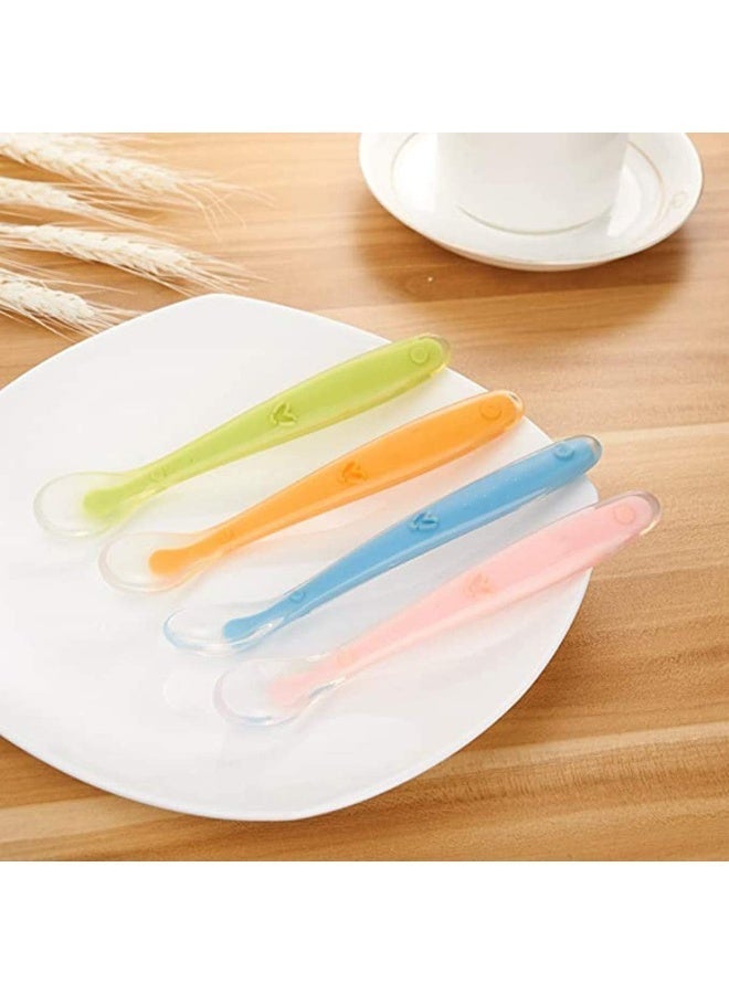 Baby Spoons, Stage 1 Baby Spoons, Soft Tip Silicone Baby Spoons, Infant Feeding and Weaning Spoons for Infants, Toddlers and Children (Pack of 4) - Image 4