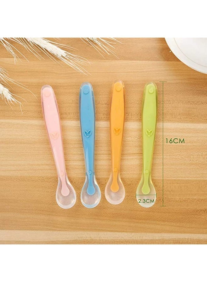 Baby Spoons, Stage 1 Baby Spoons, Soft Tip Silicone Baby Spoons, Infant Feeding and Weaning Spoons for Infants, Toddlers and Children (Pack of 4) - Image 5