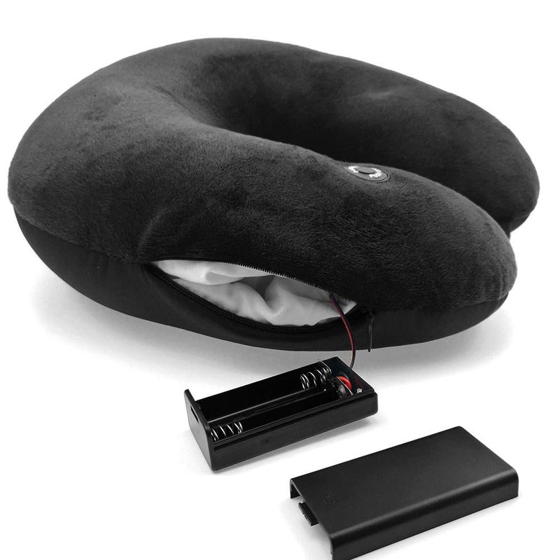 Hooshing Neck Pillow Massager Vibrating Black for Pain Relief Therapy Support Shoulder Fatigue in Car Home and Office