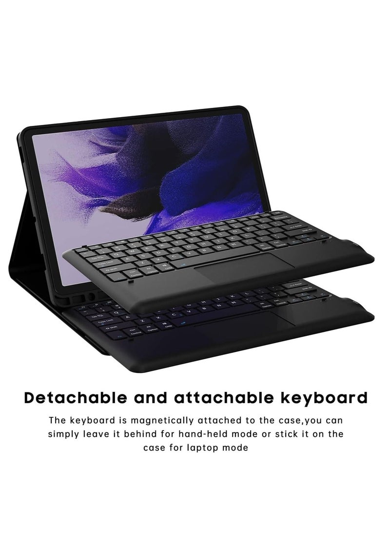 بيوينتي For Samsung Galaxy Tab S7 FE / S7 Plus /S8+ 12.4 inch Case with Keyboard - Smart Detachable Wireless Touchpad Tablet Keyboard Cover  - Image 2