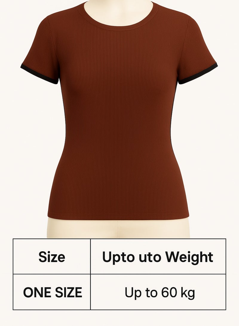 Soft Steps 2-Piece Ribbed Top Crew Neck Half Sleeve - Basic T-shirts for women  - Image 3
