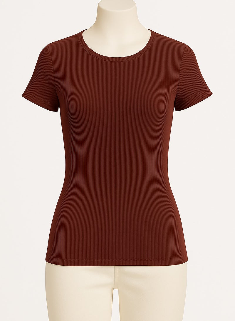 Soft Steps 2-Piece Ribbed Top Crew Neck Half Sleeve - Basic T-shirts for women  - Image 2