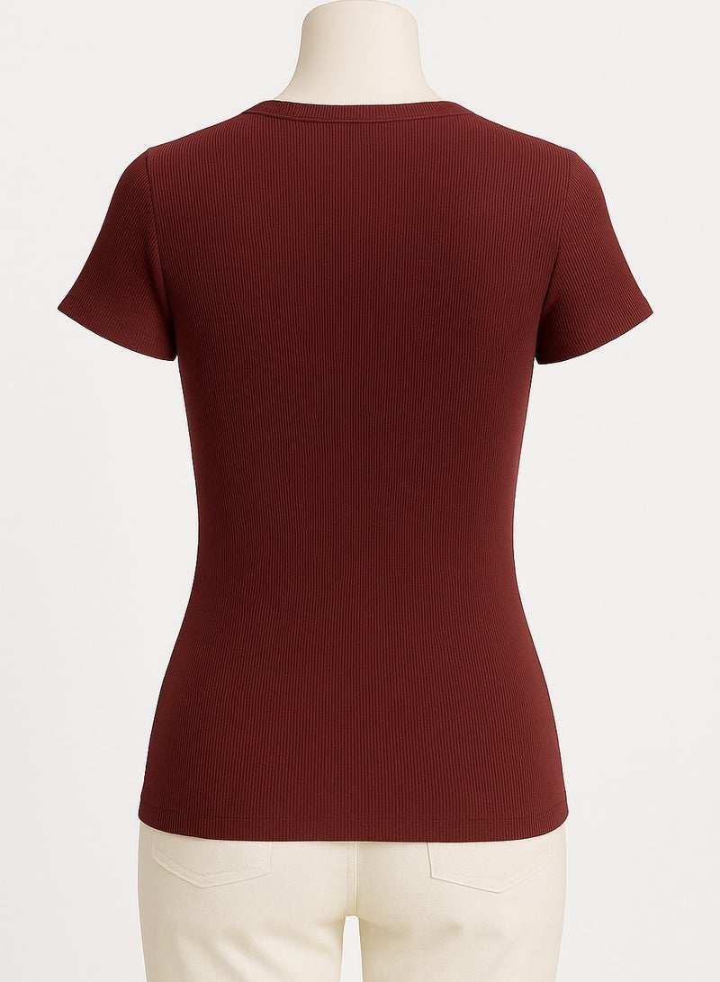 Soft Steps 2-Piece Ribbed Top Crew Neck Half Sleeve - Basic T-shirts for women  - Image 4