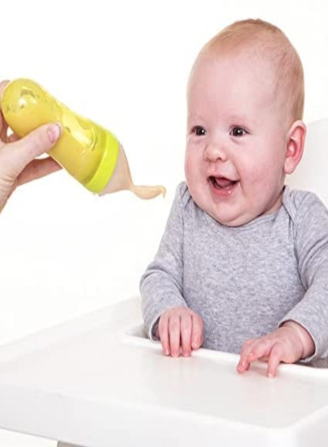KETKAR Baby Silicone Feeding Bottle Spoon Baby Food Feeder with Standing Base for Infant Dispensing and Feeding (Yellow) - Image 2