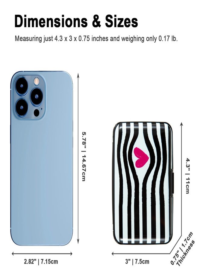 Kaabao Credit Card Holder for Women Men RFID Blocking Wallet Small Business Metal Slim Mini Aluminum Hard Case (Black White Striped Heart) - Image 4