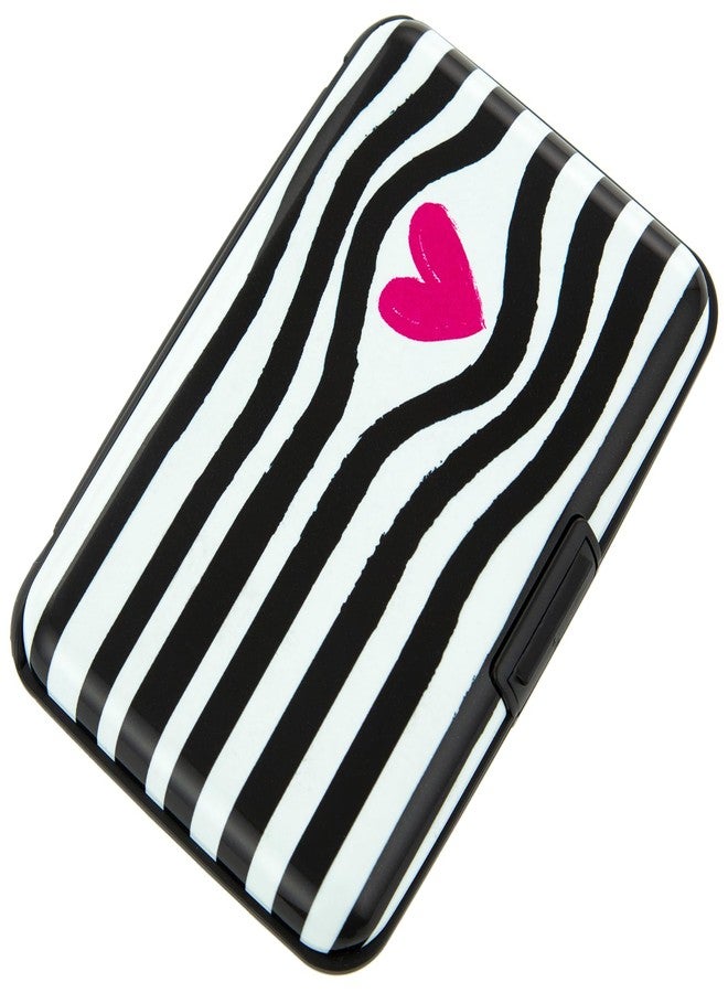 Kaabao Credit Card Holder for Women Men RFID Blocking Wallet Small Business Metal Slim Mini Aluminum Hard Case (Black White Striped Heart) - Image 1