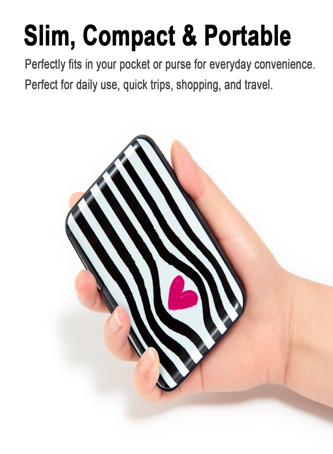 Kaabao Credit Card Holder for Women Men RFID Blocking Wallet Small Business Metal Slim Mini Aluminum Hard Case (Black White Striped Heart) - Image 5