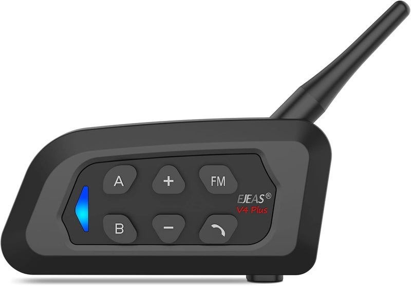 EJEAS V4 بلس نظام الاتصال للدراجات النارية - سماعة بلوتوث 5.1 مع راديو FM وتقنية تقليل الضوضاء CVC لأربعة راكبين - Image 1