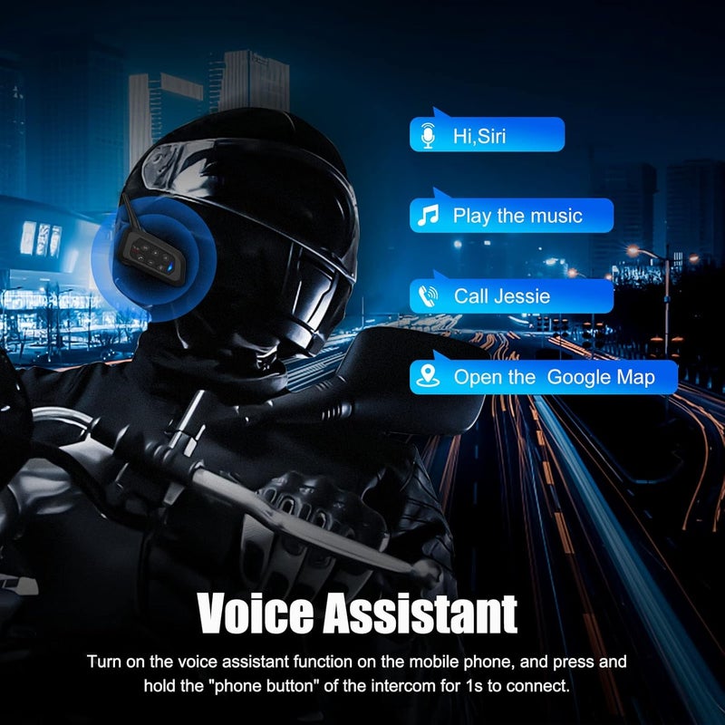 EJEAS V4 بلس نظام الاتصال للدراجات النارية - سماعة بلوتوث 5.1 مع راديو FM وتقنية تقليل الضوضاء CVC لأربعة راكبين - Image 5