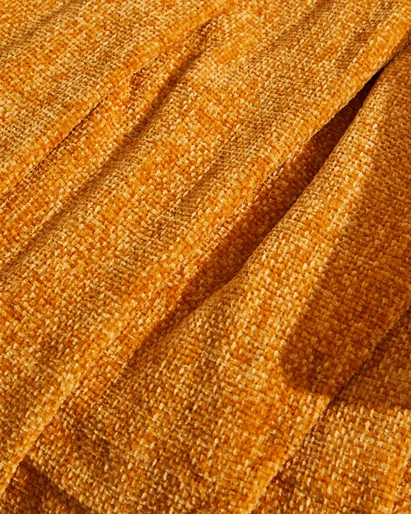 REDTAG Mustard Solid Throw With Fringe