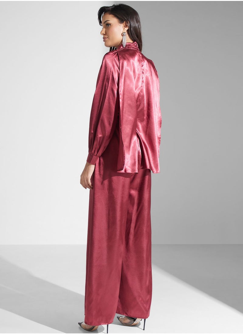 Khizana Neck Jumpsuit With Drape  - Image 2
