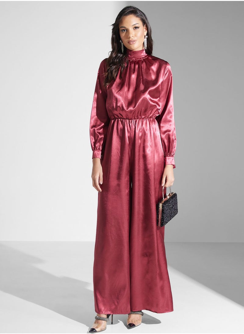 Khizana Neck Jumpsuit With Drape  - Image 4