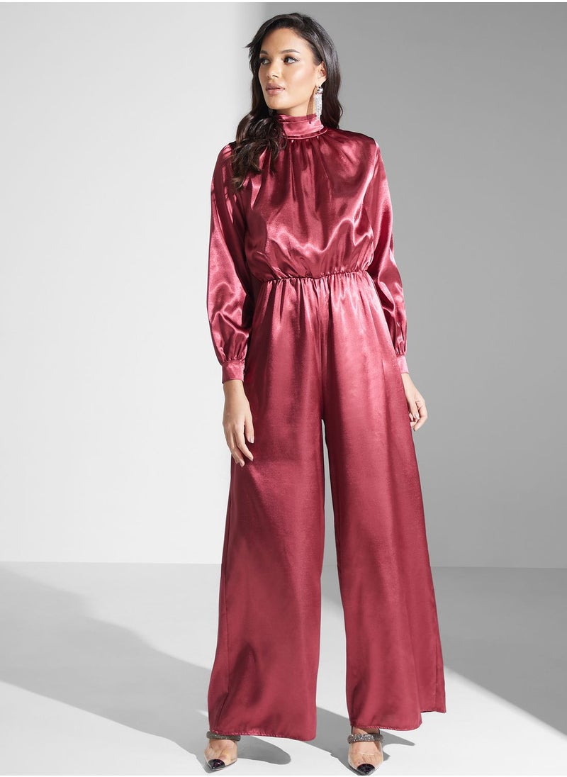 Khizana Neck Jumpsuit With Drape  - Image 1