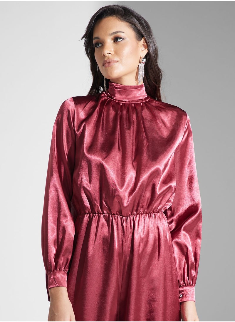 Khizana Neck Jumpsuit With Drape  - Image 3