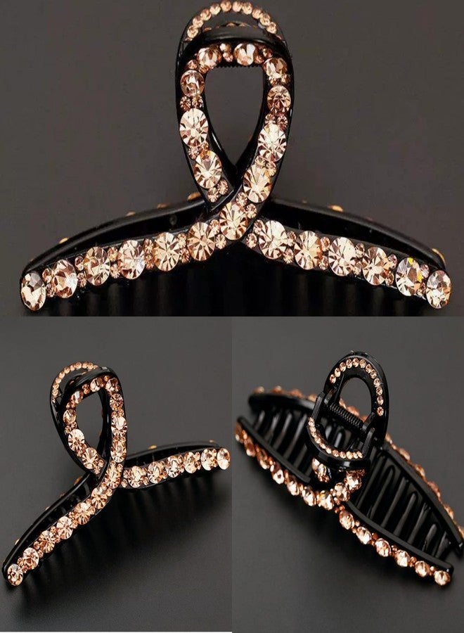 SINIDE Crystal Hair Claw Clips, Rhinestone Plastic Claw Clips Nonslip Acrylic Metal Jaw Clip for Thick Long Hair, Fashion Elegant Clamps Accessories for Women Strong Hold Barrette for Styling (3 Pack) - Image 2