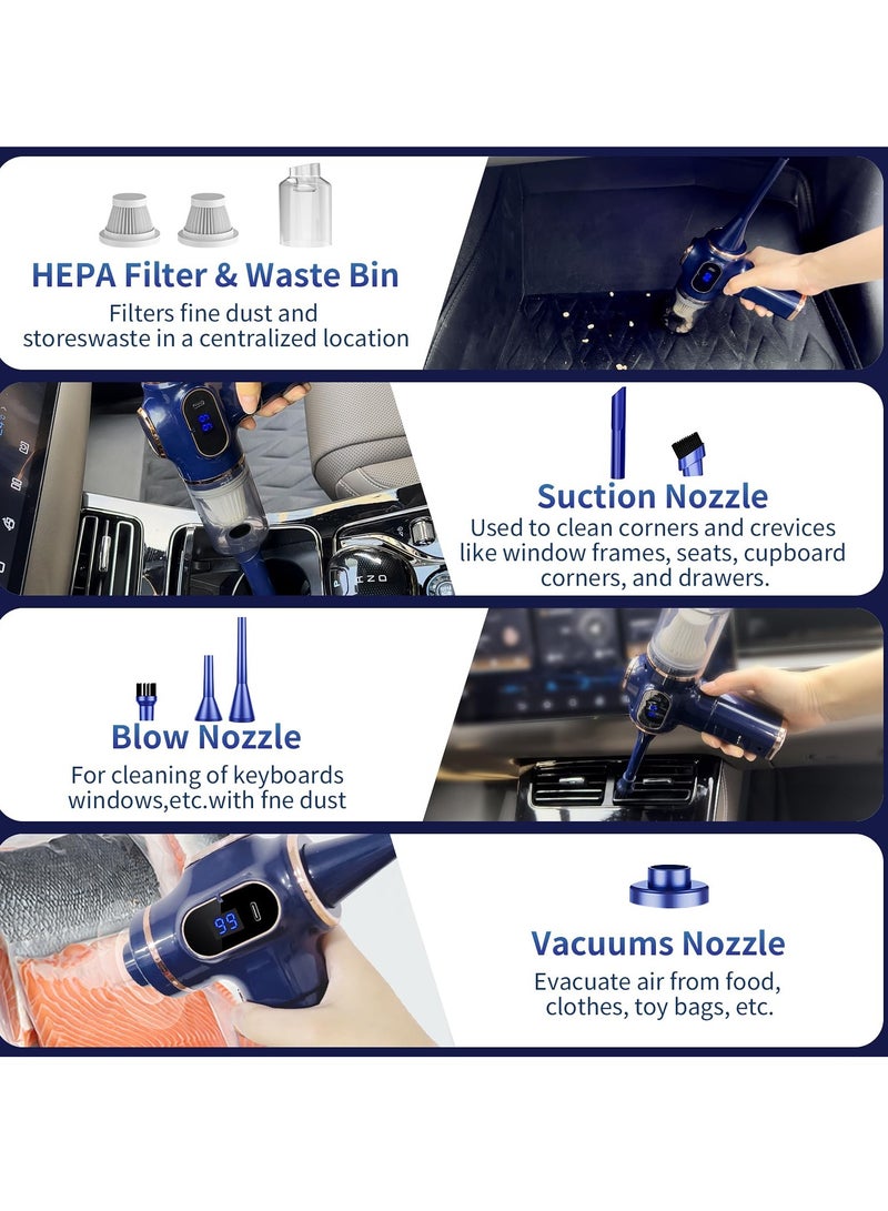 كابتن تيك Handheld Vacuum Cleaner Cordless Computer Vacuum Cleaner Rechargeable Vacuum Cleaner Car Vacuum Cleaner 4 in 1 Mini Portable Car Accessories with 2 Filters for Car Home Travel RV Camper - Image 4
