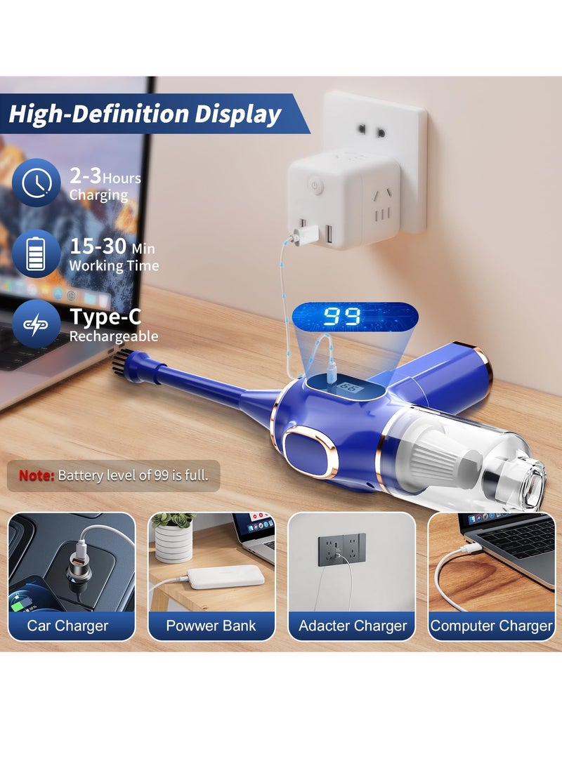 كابتن تيك Handheld Vacuum Cleaner Cordless Computer Vacuum Cleaner Rechargeable Vacuum Cleaner Car Vacuum Cleaner 4 in 1 Mini Portable Car Accessories with 2 Filters for Car Home Travel RV Camper - Image 2