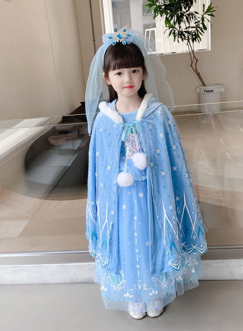Loquat Fairytale Princess Themed Party Fancy Dress Cosplay Costume With Accessories Blue  - Image 2