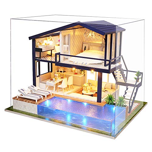 Spilay Dollhouse Miniature with FurnitureDIY Wooden Crafts Doll House Mini Handmade Kit124 Scale Creative Room Idea Gift for Adult Friend Lover Time Apartment with dust Cover Music Box - Image 1