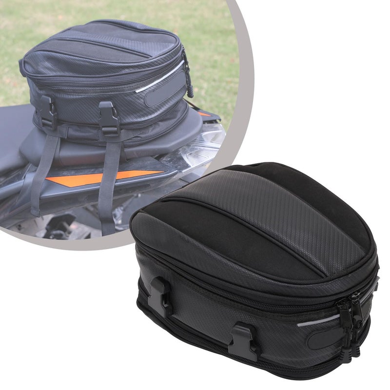 Generic JFG RACING Motorcycle Tail Bag Waterproof Luggage Bag Seat Bag Motorbike Saddle Bags Multifunctional PU Leather Bike Bag Sport Backpack,15 Liters  - Image 1