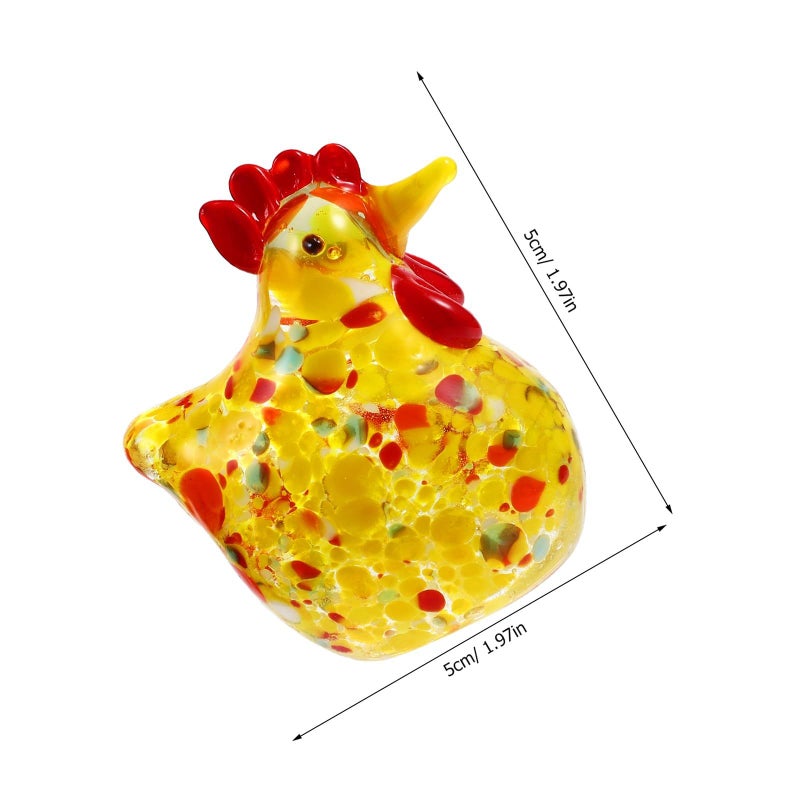 Glass Hen Figurine Yellow Crystal Chicken Desktop Decoration Home Accent Living Room - Image 3