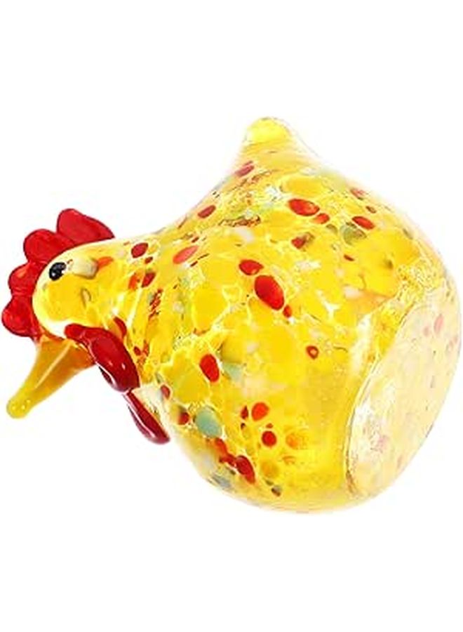 Glass Hen Figurine Yellow Crystal Chicken Desktop Decoration Home Accent Living Room - Image 1