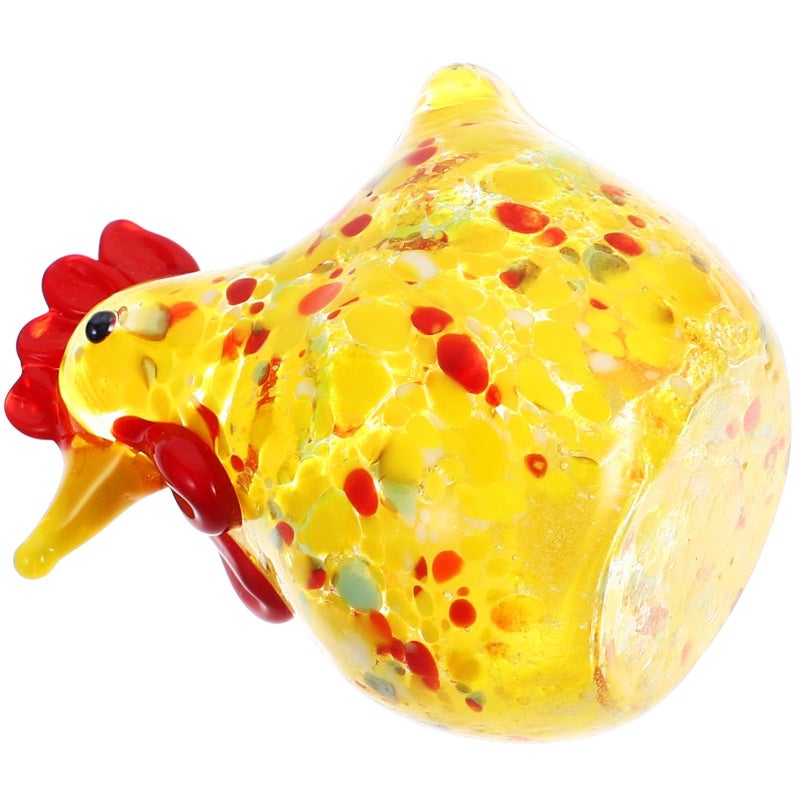 Glass Hen Figurine Yellow Crystal Chicken Desktop Decoration Home Accent Living Room - Image 2