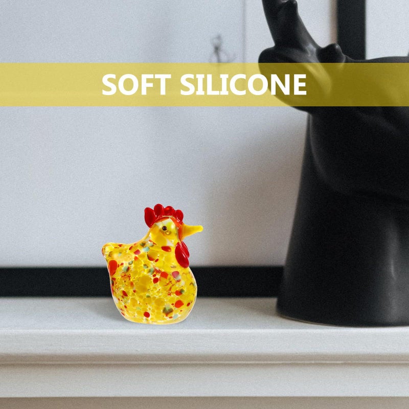 Glass Hen Figurine Yellow Crystal Chicken Desktop Decoration Home Accent Living Room - Image 5