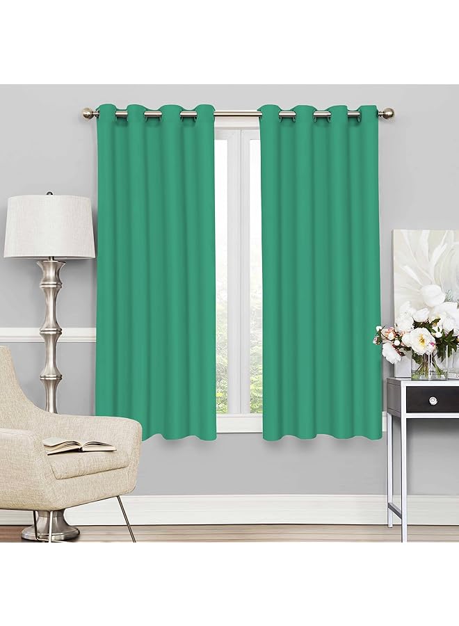 The Bros ستارة نافذة من قماش الساتان الصناعي الفاخر 152 سم، لون أزرق مائل إلى الأخضر، تغطية كاملة 100%، مع حلقات، عبوة من 1 - Image 1