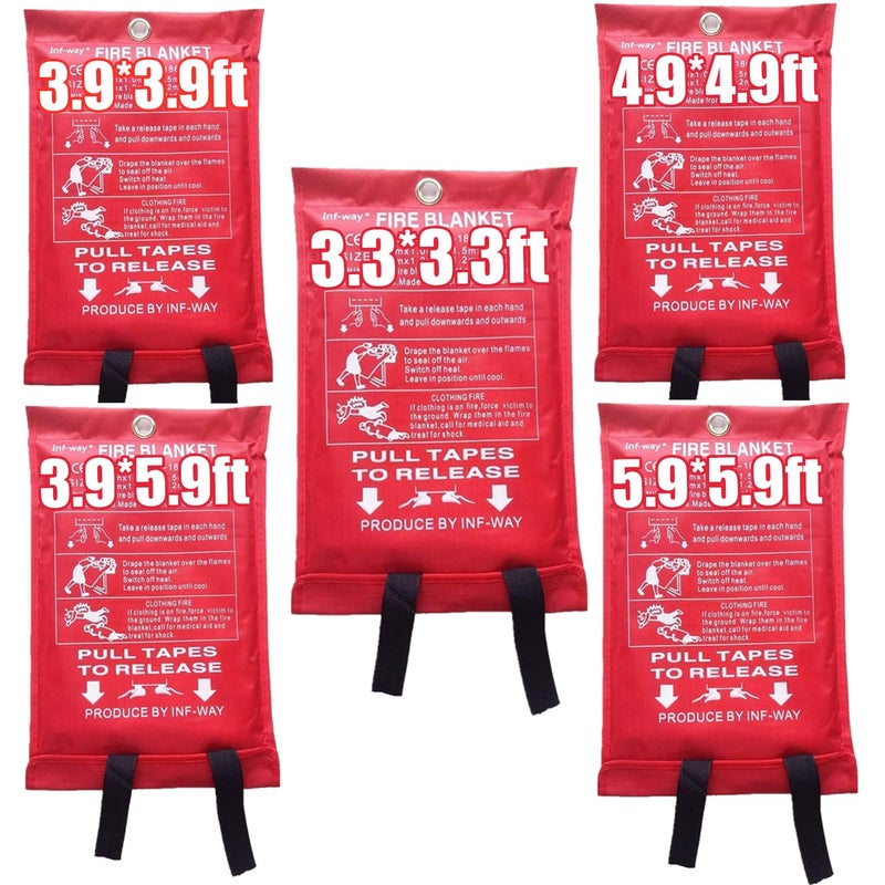 Infway Emergency Fire Blanket for Home and Kitchen 5 Size for Choice 1 Pack Large Fire Blanket 39x39ft
