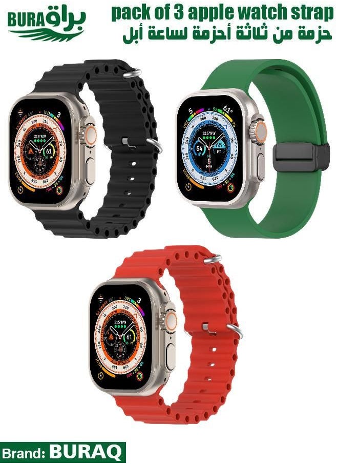 BURAQ - Apple Watch Band Strap For Apple Watch Ultra 2/Ultra 49mm, Series 10 46mm, 9/8/7 45mm, SE2/SE/6/5/4 44mm, 3/2/1 42mm - Image 1
