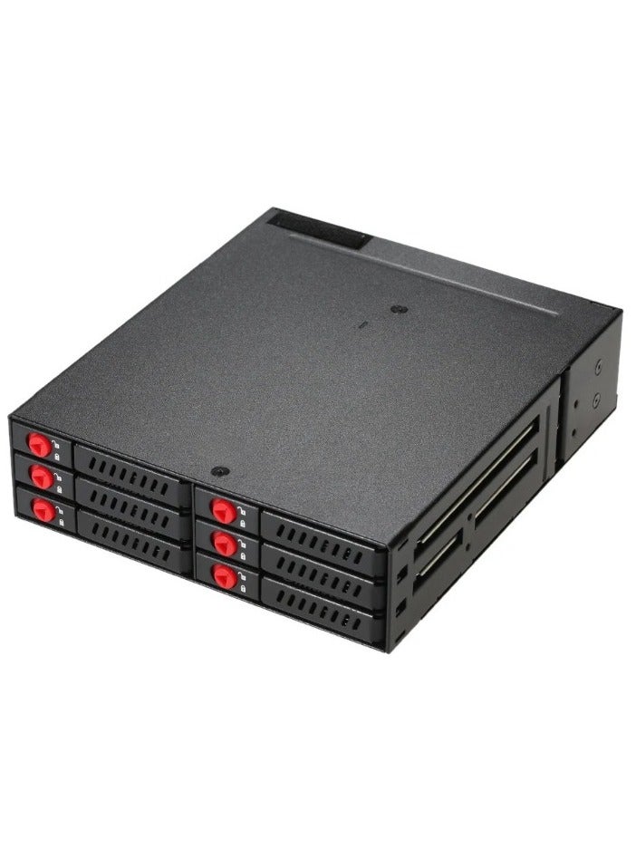 HDD SSD Hard Drive Enclosure With Cooling Fan, 6 Bays Mobile Backplane Support Data Storage Device Case, Large Storage Space Hot-swap Fast Transmission Hard Drive Rack, (1pc, Black) - Image 1