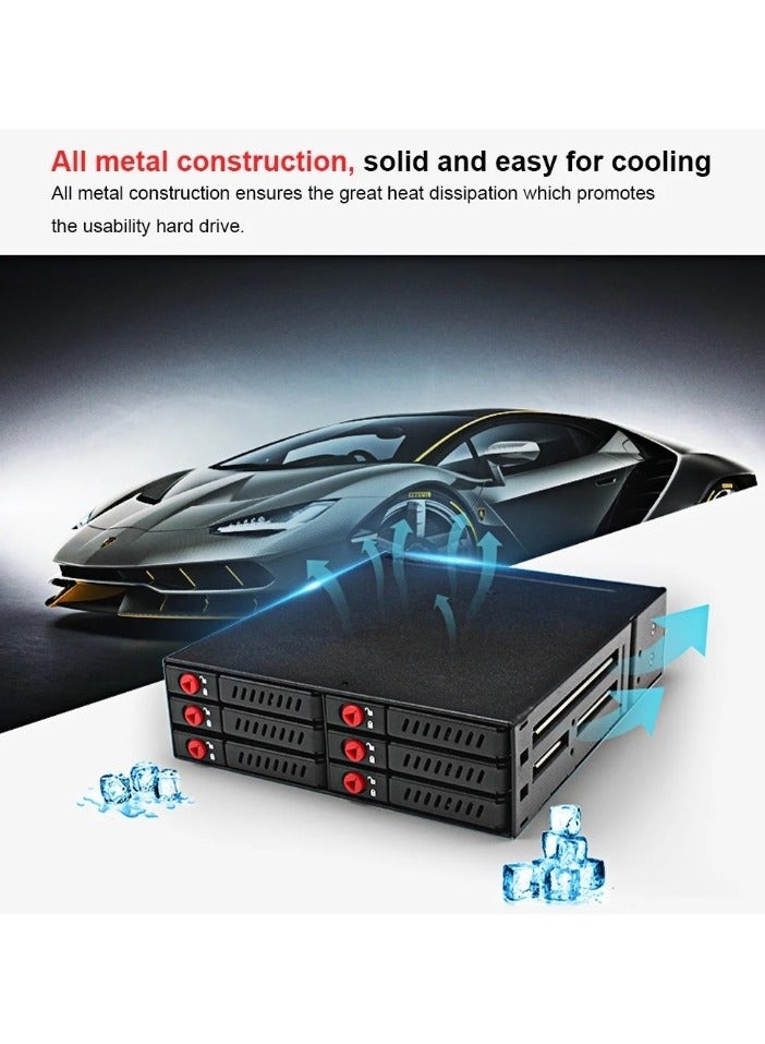 HDD SSD Hard Drive Enclosure With Cooling Fan, 6 Bays Mobile Backplane Support Data Storage Device Case, Large Storage Space Hot-swap Fast Transmission Hard Drive Rack, (1pc, Black) - Image 4