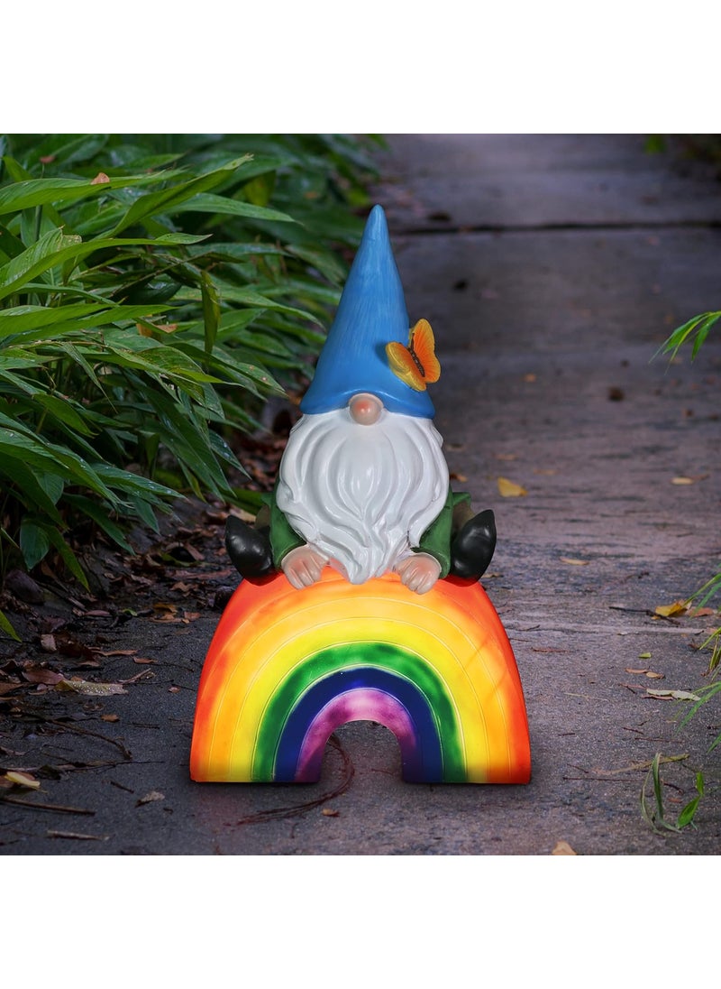 Exhart Exhart Garden Gnome Glowing LED Rainbow Garden Statue Sculpture with Battery Operated Timer Indoor Home Decoration 7 x 4 x 115 Inch  - Image 2