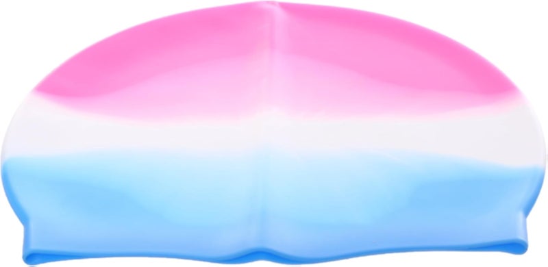 MINSA Swim Cap M219 Pink/White/Light Blue for Swimming and Water Sports